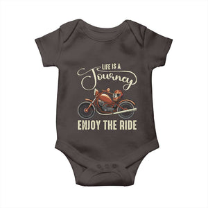 Motorcycle Rider Baby Onesie Lifes A Journey Enjoy The Ride Biker TS09 Dark Chocolate Print Your Wear