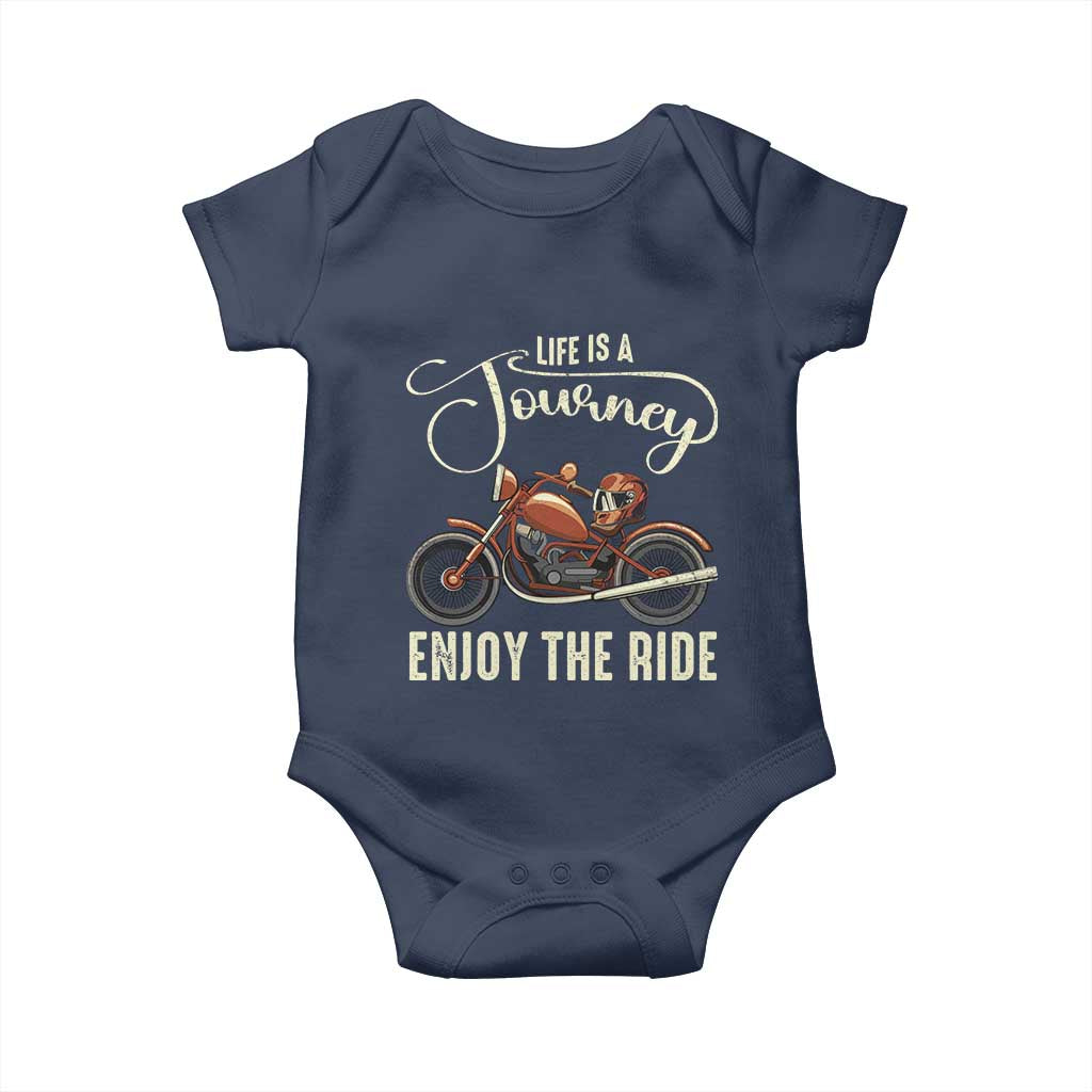 Motorcycle Rider Baby Onesie Lifes A Journey Enjoy The Ride Biker TS09 Navy Print Your Wear