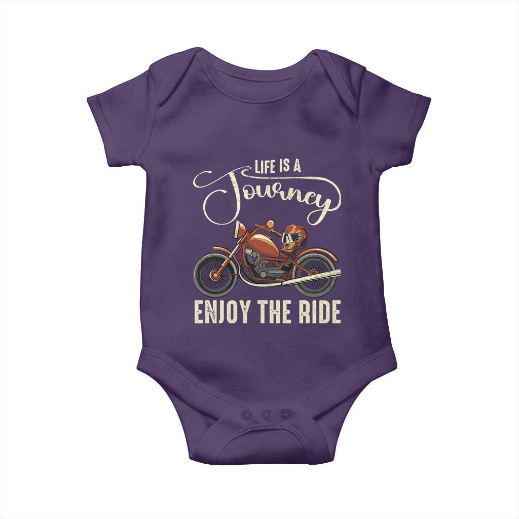 Motorcycle Rider Baby Onesie Lifes A Journey Enjoy The Ride Biker TS09 Purple Print Your Wear