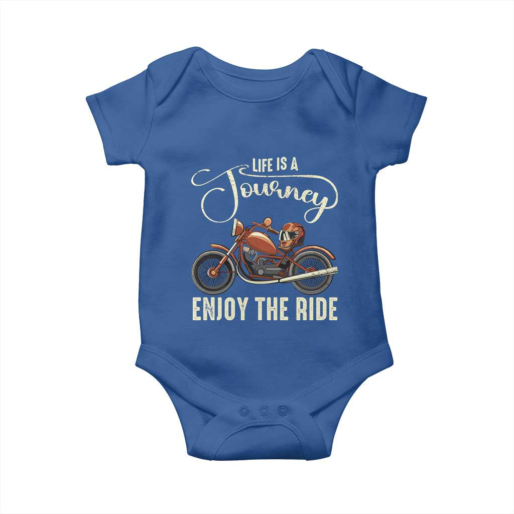 Motorcycle Rider Baby Onesie Lifes A Journey Enjoy The Ride Biker TS09 Royal Blue Print Your Wear