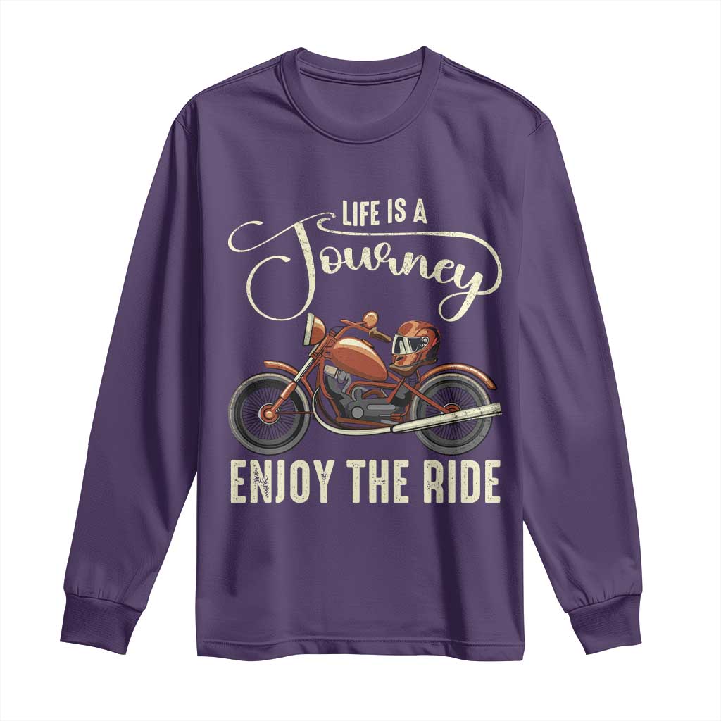 Motorcycle Rider Long Sleeve Shirt Lifes A Journey Enjoy The Ride Biker TS09 Purple Print Your Wear