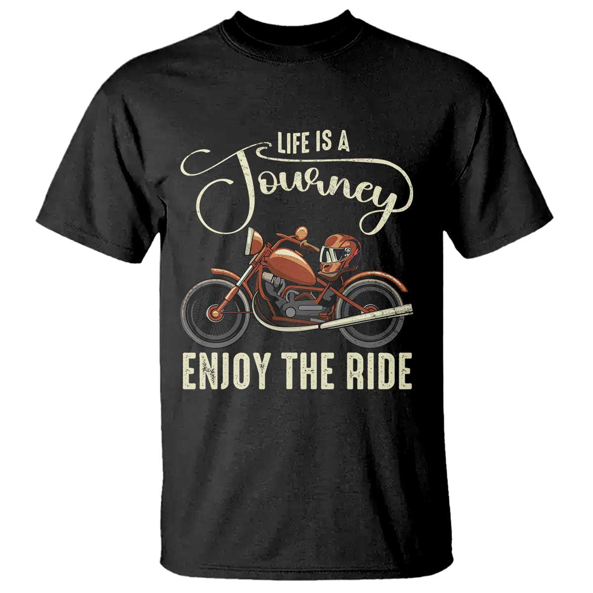 Motorcycle Rider T Shirt Lifes A Journey Enjoy The Ride Biker TS09 Black Print Your Wear