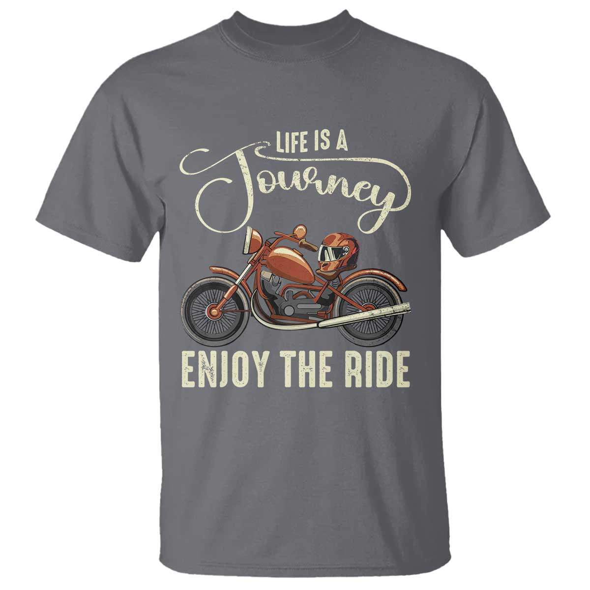 Motorcycle Rider T Shirt Lifes A Journey Enjoy The Ride Biker TS09 Charcoal Print Your Wear