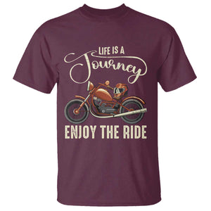 Motorcycle Rider T Shirt Lifes A Journey Enjoy The Ride Biker TS09 Maroon Print Your Wear