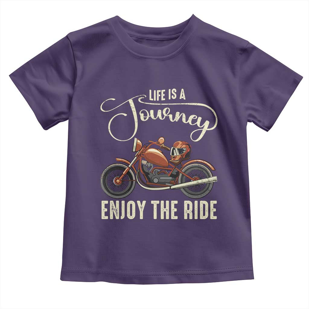 Motorcycle Rider Toddler T Shirt Lifes A Journey Enjoy The Ride Biker TS09 Purple Print Your Wear