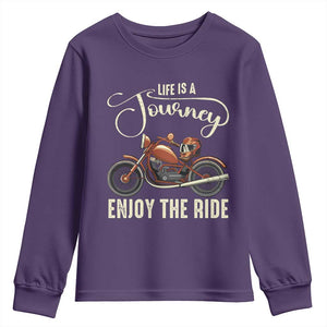 Motorcycle Rider Youth Sweatshirt Lifes A Journey Enjoy The Ride Biker TS09 Purple Print Your Wear