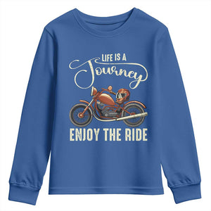 Motorcycle Rider Youth Sweatshirt Lifes A Journey Enjoy The Ride Biker TS09 Royal Blue Print Your Wear