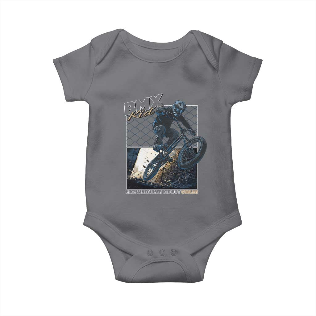 BMX Kid Baby Onesie Like A Regular Kid But Cooler Cyclist Bicycle TS09 Charcoal Print Your Wear