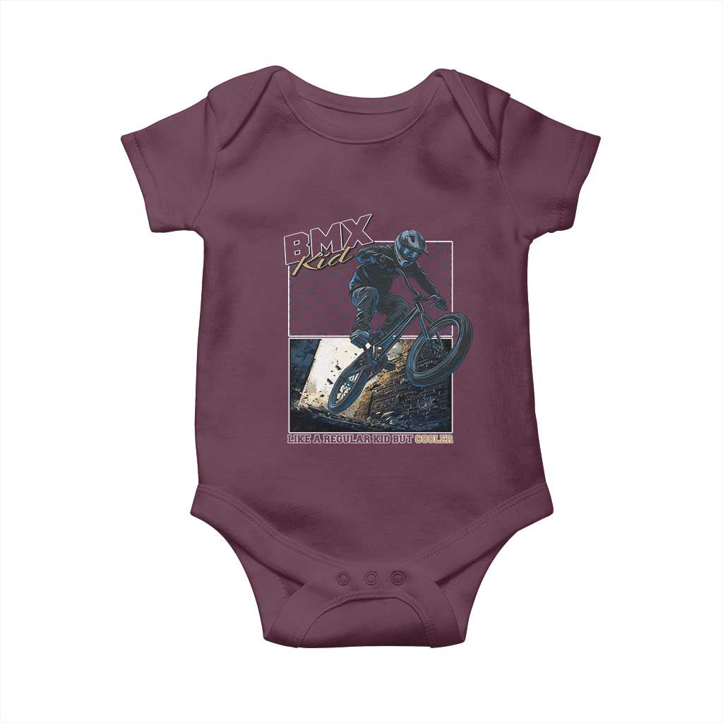 BMX Kid Baby Onesie Like A Regular Kid But Cooler Cyclist Bicycle TS09 Maroon Print Your Wear