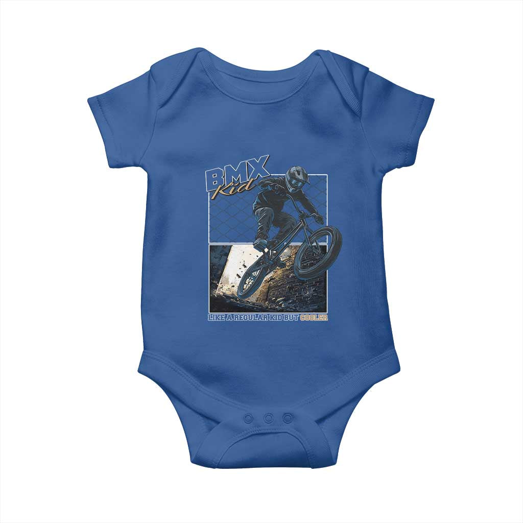 BMX Kid Baby Onesie Like A Regular Kid But Cooler Cyclist Bicycle TS09 Royal Blue Print Your Wear