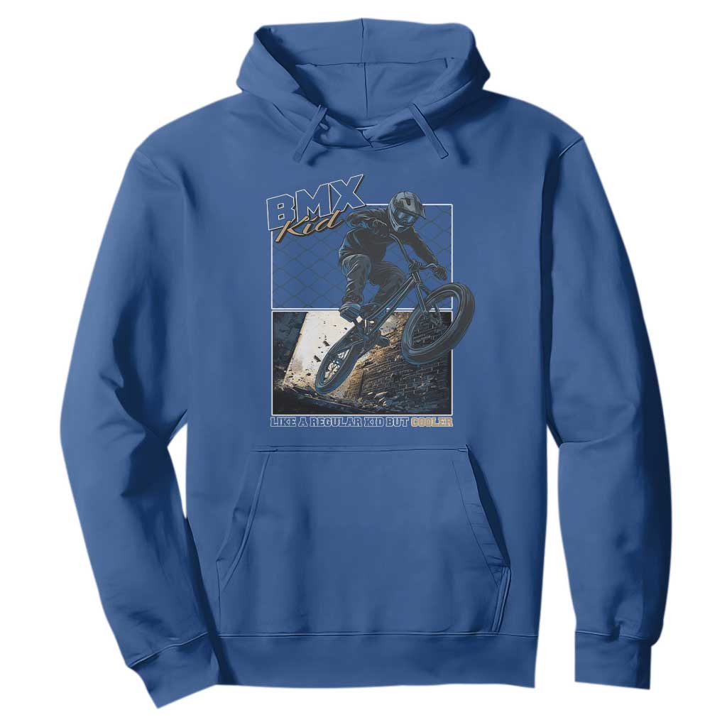 BMX Kid Hoodie Like A Regular Kid But Cooler Cyclist Bicycle TS09 Royal Blue Print Your Wear