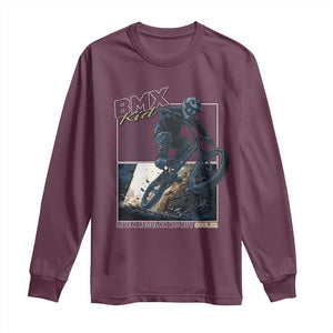 BMX Kid Long Sleeve Shirt Like A Regular Kid But Cooler Cyclist Bicycle TS09 Maroon Print Your Wear