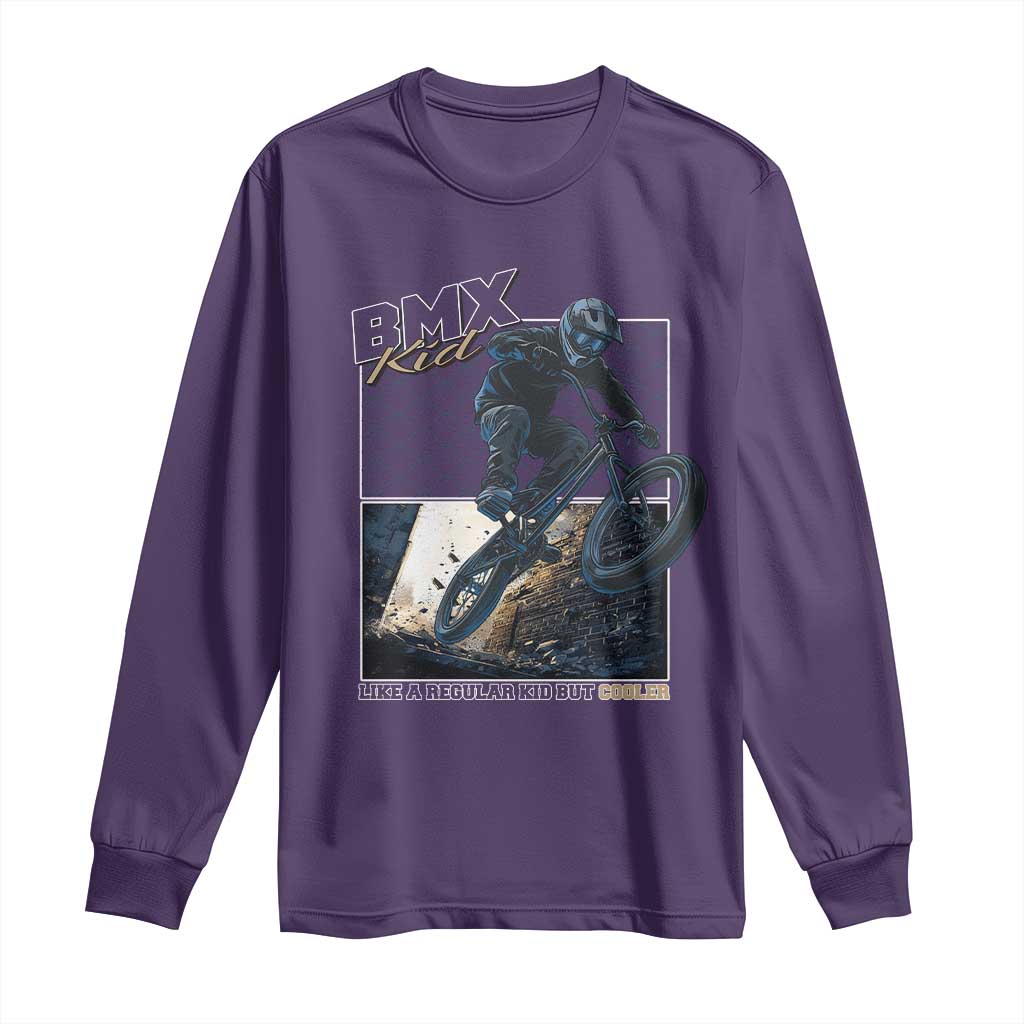 BMX Kid Long Sleeve Shirt Like A Regular Kid But Cooler Cyclist Bicycle TS09 Purple Print Your Wear