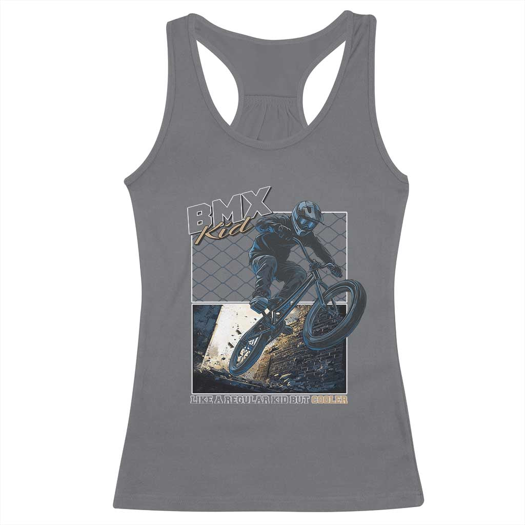 BMX Kid Racerback Tank Top Like A Regular Kid But Cooler Cyclist Bicycle TS09 Charcoal Print Your Wear