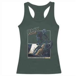 BMX Kid Racerback Tank Top Like A Regular Kid But Cooler Cyclist Bicycle TS09 Dark Forest Green Print Your Wear