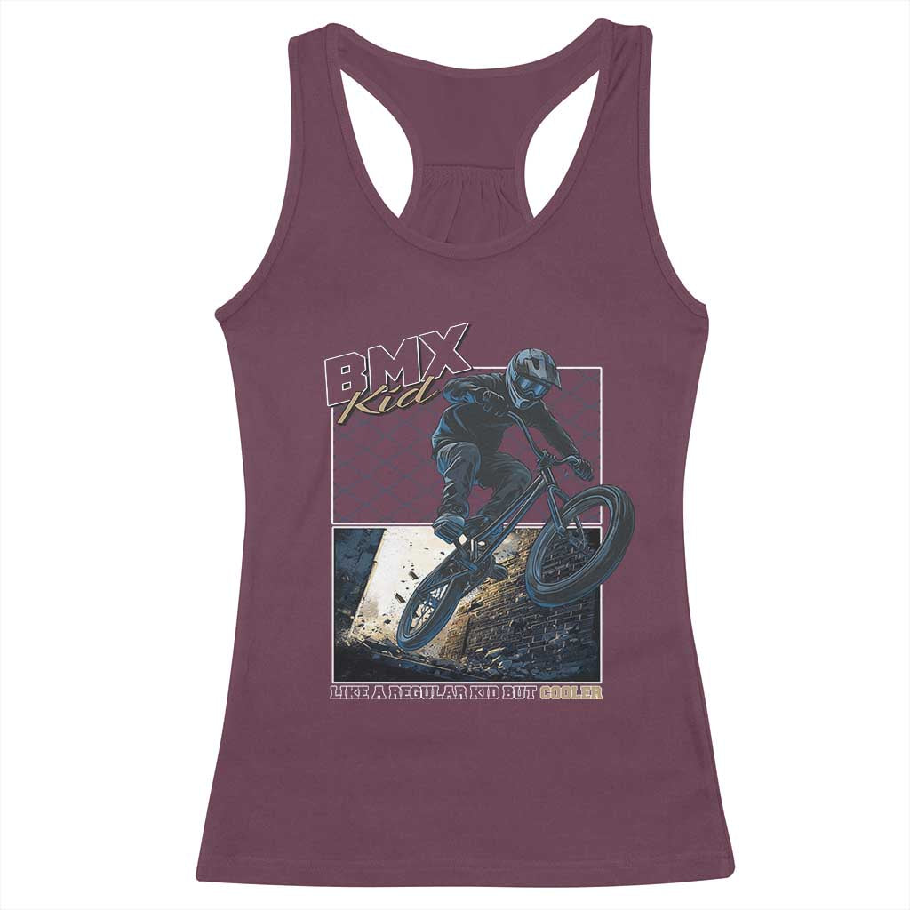 BMX Kid Racerback Tank Top Like A Regular Kid But Cooler Cyclist Bicycle TS09 Maroon Print Your Wear