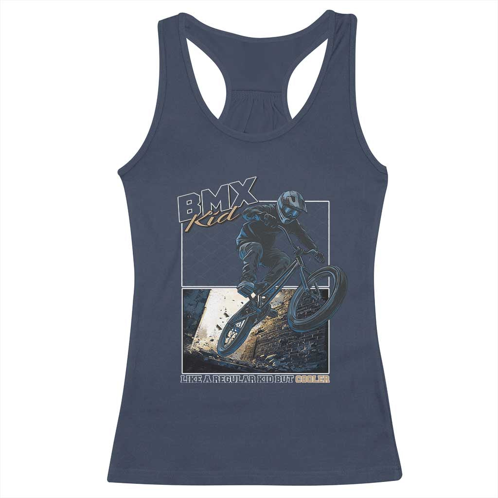 BMX Kid Racerback Tank Top Like A Regular Kid But Cooler Cyclist Bicycle TS09 Navy Print Your Wear