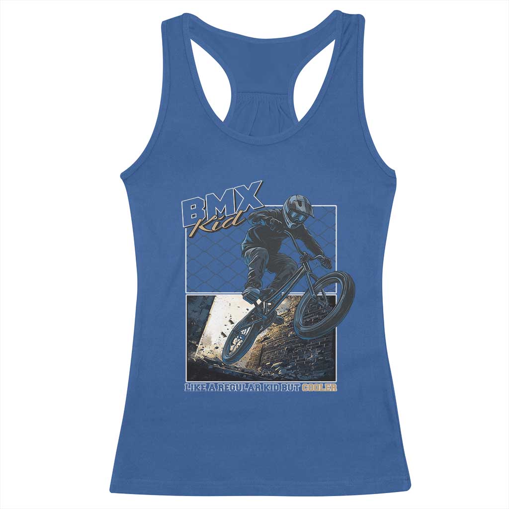 BMX Kid Racerback Tank Top Like A Regular Kid But Cooler Cyclist Bicycle TS09 Royal Blue Print Your Wear