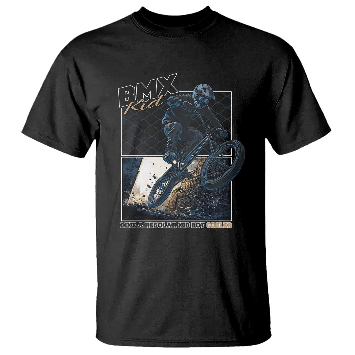 BMX Kid T Shirt Like A Regular Kid But Cooler Cyclist Bicycle TS09 Black Print Your Wear