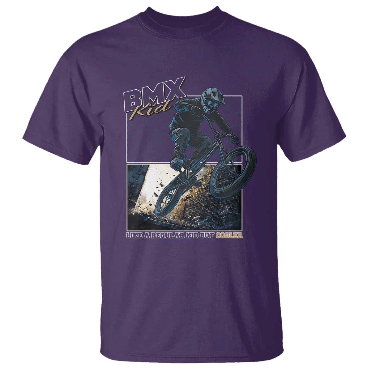 BMX Kid T Shirt Like A Regular Kid But Cooler Cyclist Bicycle TS09 Purple Print Your Wear