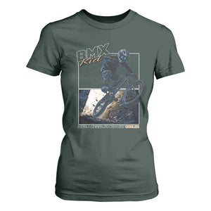 BMX Kid T Shirt For Women Like A Regular Kid But Cooler Cyclist Bicycle TS09 Dark Forest Green Print Your Wear