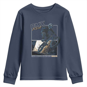 BMX Kid Youth Sweatshirt Like A Regular Kid But Cooler Cyclist Bicycle TS09 Navy Print Your Wear