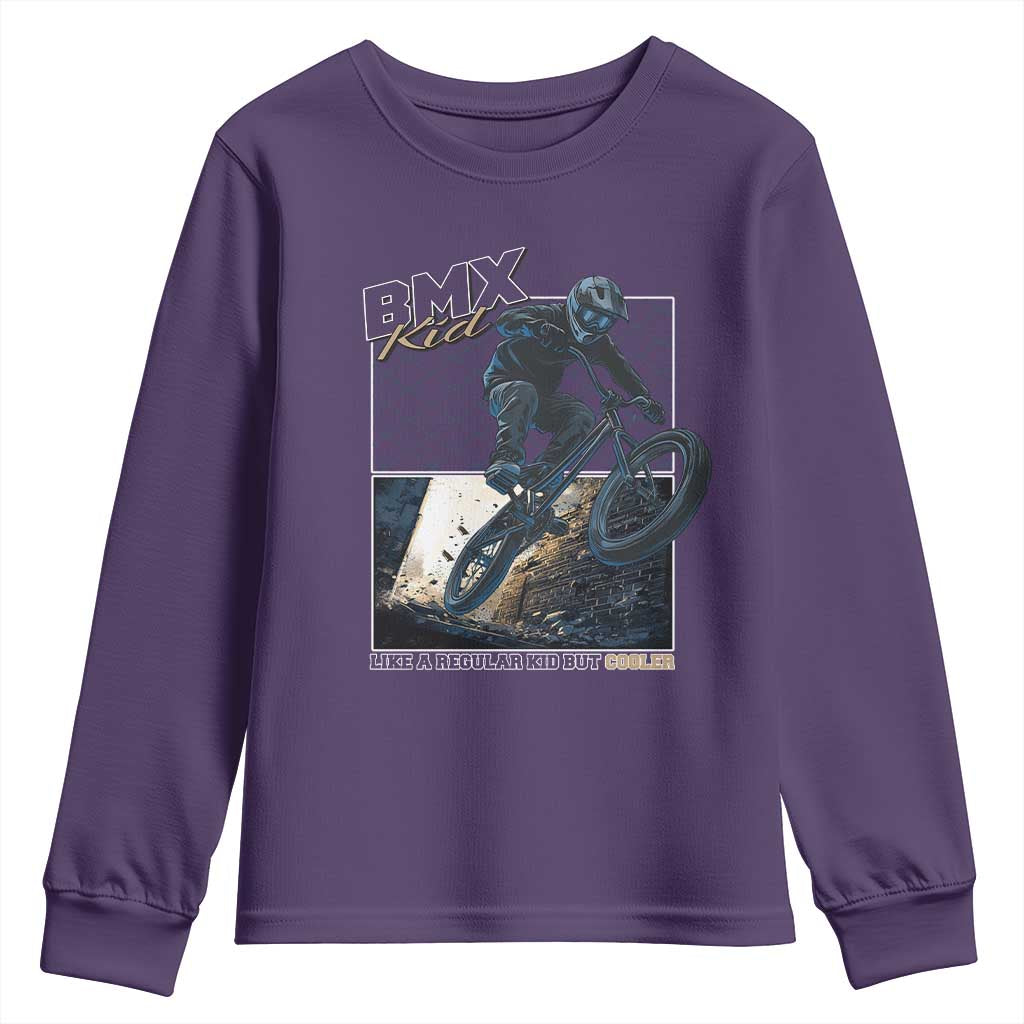 BMX Kid Youth Sweatshirt Like A Regular Kid But Cooler Cyclist Bicycle TS09 Purple Print Your Wear