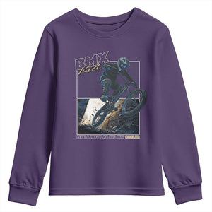 BMX Kid Youth Sweatshirt Like A Regular Kid But Cooler Cyclist Bicycle TS09 Purple Print Your Wear