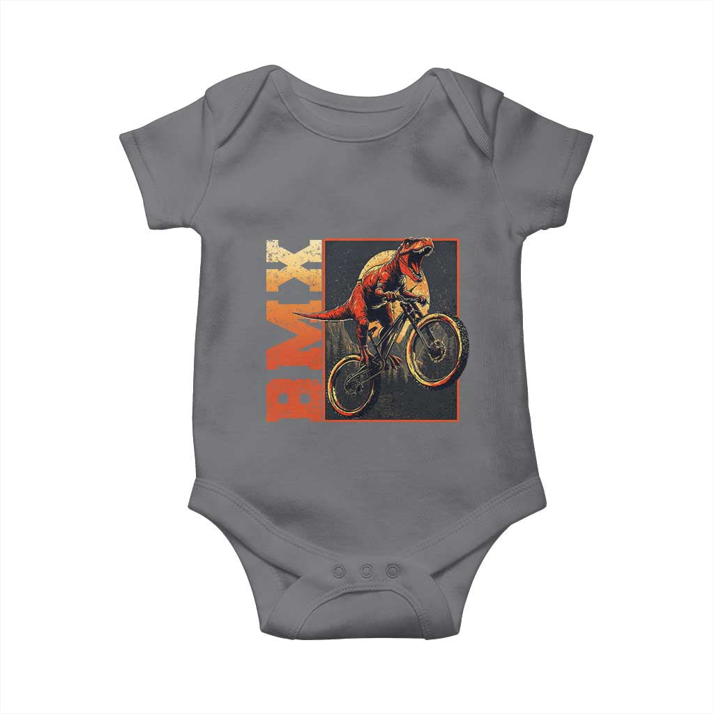 BMX Cyclist Bicycle Baby Onesie Funny Dinosaur Riding TS09 Charcoal Print Your Wear