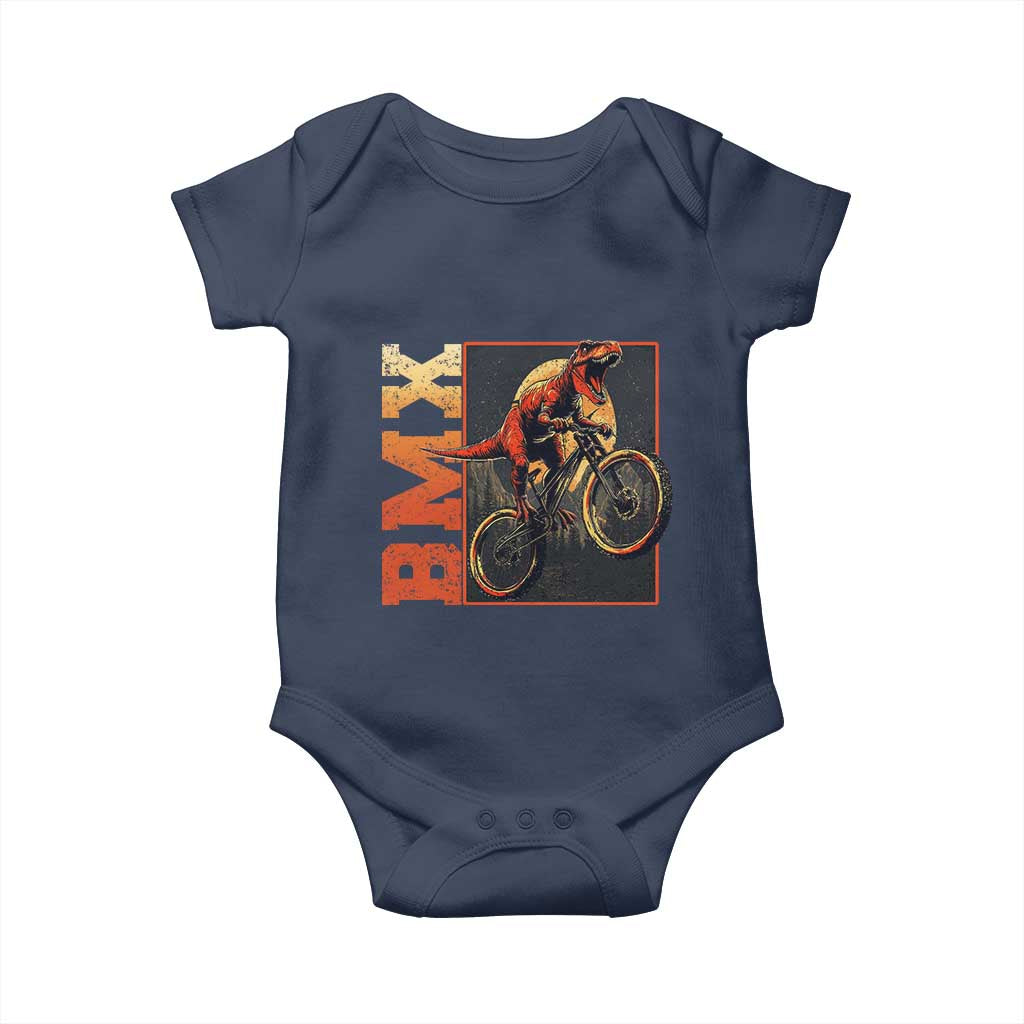 BMX Cyclist Bicycle Baby Onesie Funny Dinosaur Riding TS09 Navy Print Your Wear