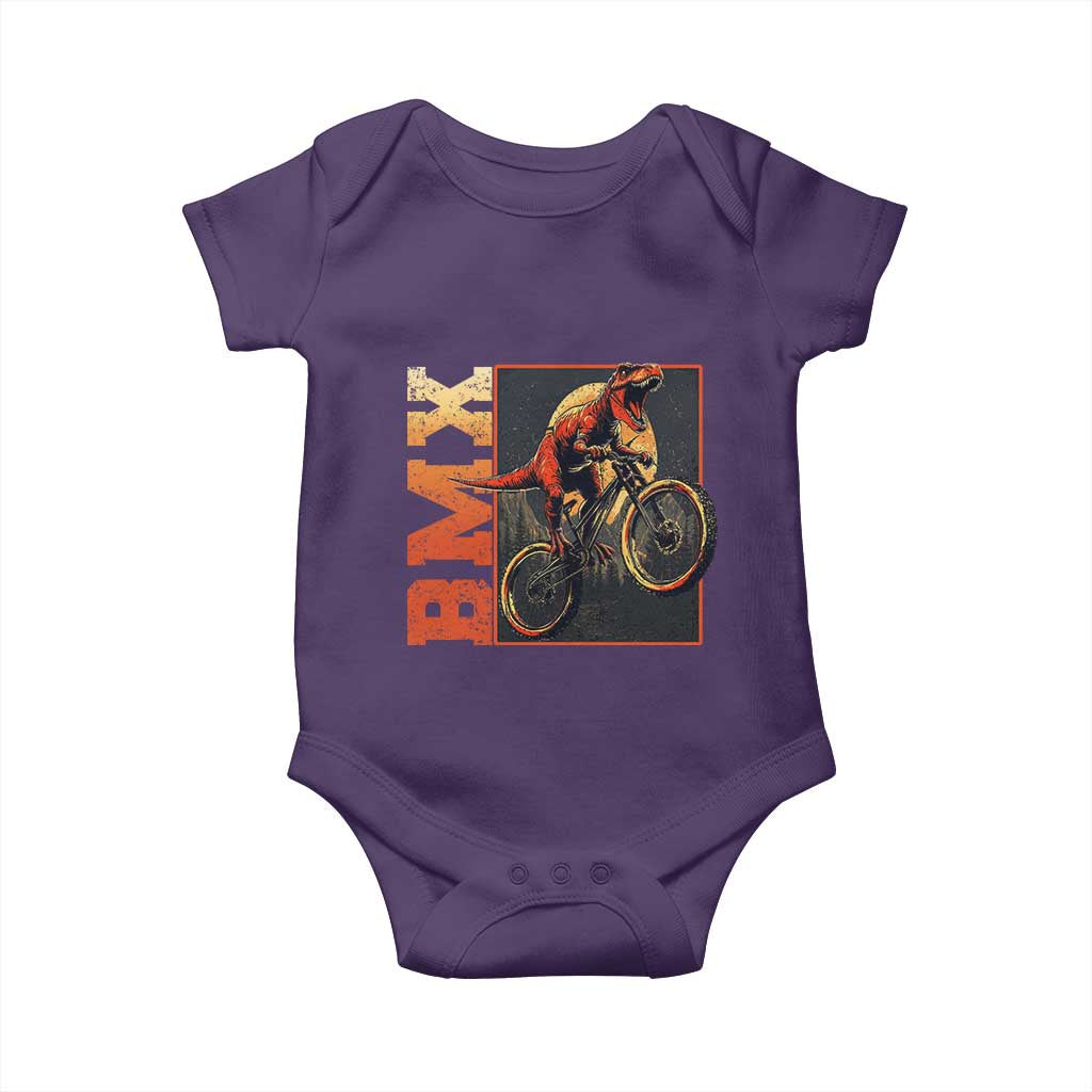 BMX Cyclist Bicycle Baby Onesie Funny Dinosaur Riding TS09 Purple Print Your Wear
