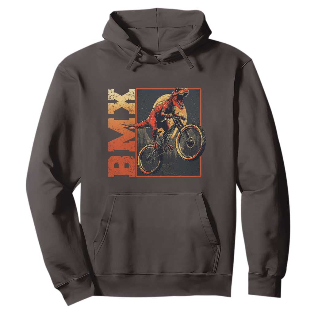 BMX Cyclist Bicycle Hoodie Funny Dinosaur Riding TS09 Dark Chocolate Print Your Wear