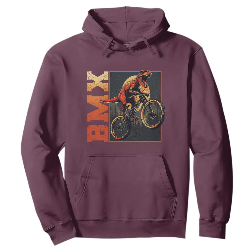 BMX Cyclist Bicycle Hoodie Funny Dinosaur Riding TS09 Maroon Print Your Wear