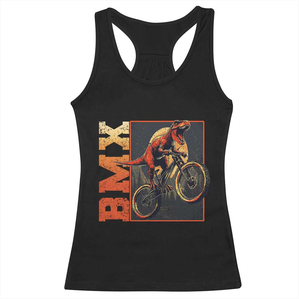 BMX Cyclist Bicycle Racerback Tank Top Funny Dinosaur Riding TS09 Black Print Your Wear