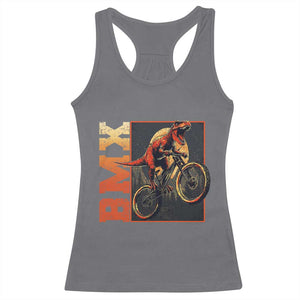 BMX Cyclist Bicycle Racerback Tank Top Funny Dinosaur Riding TS09 Charcoal Print Your Wear