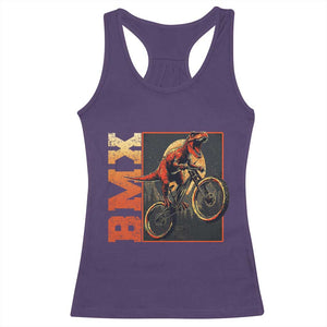BMX Cyclist Bicycle Racerback Tank Top Funny Dinosaur Riding TS09 Purple Print Your Wear