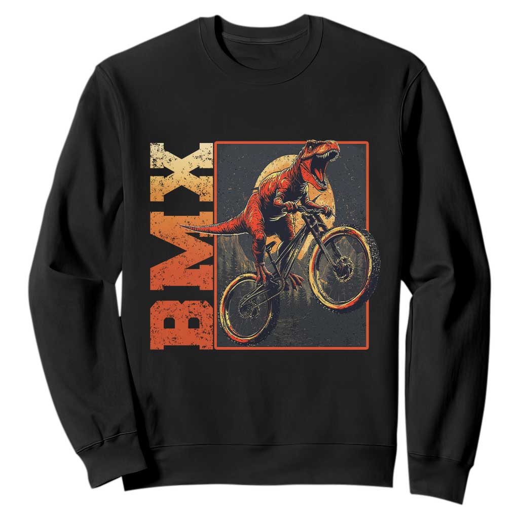 BMX Cyclist Bicycle Sweatshirt Funny Dinosaur Riding TS09 Black Print Your Wear