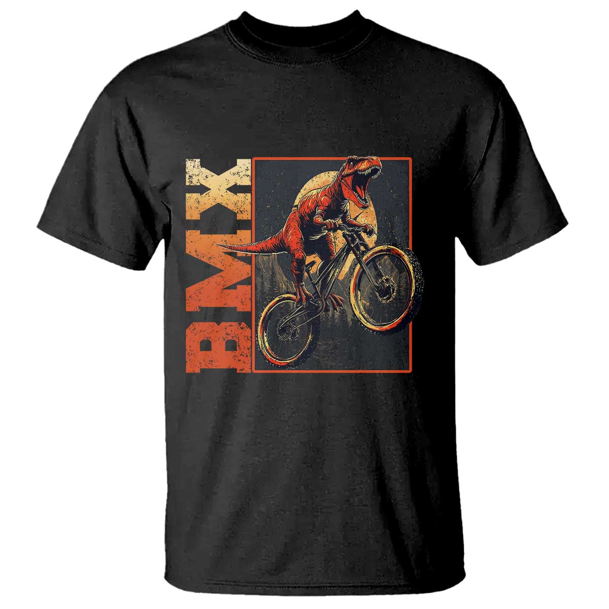 BMX Cyclist Bicycle T Shirt Funny Dinosaur Riding TS09 Black Print Your Wear