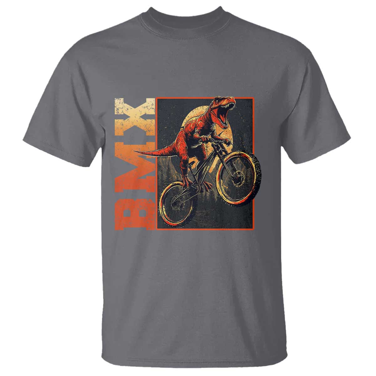 BMX Cyclist Bicycle T Shirt Funny Dinosaur Riding TS09 Charcoal Print Your Wear