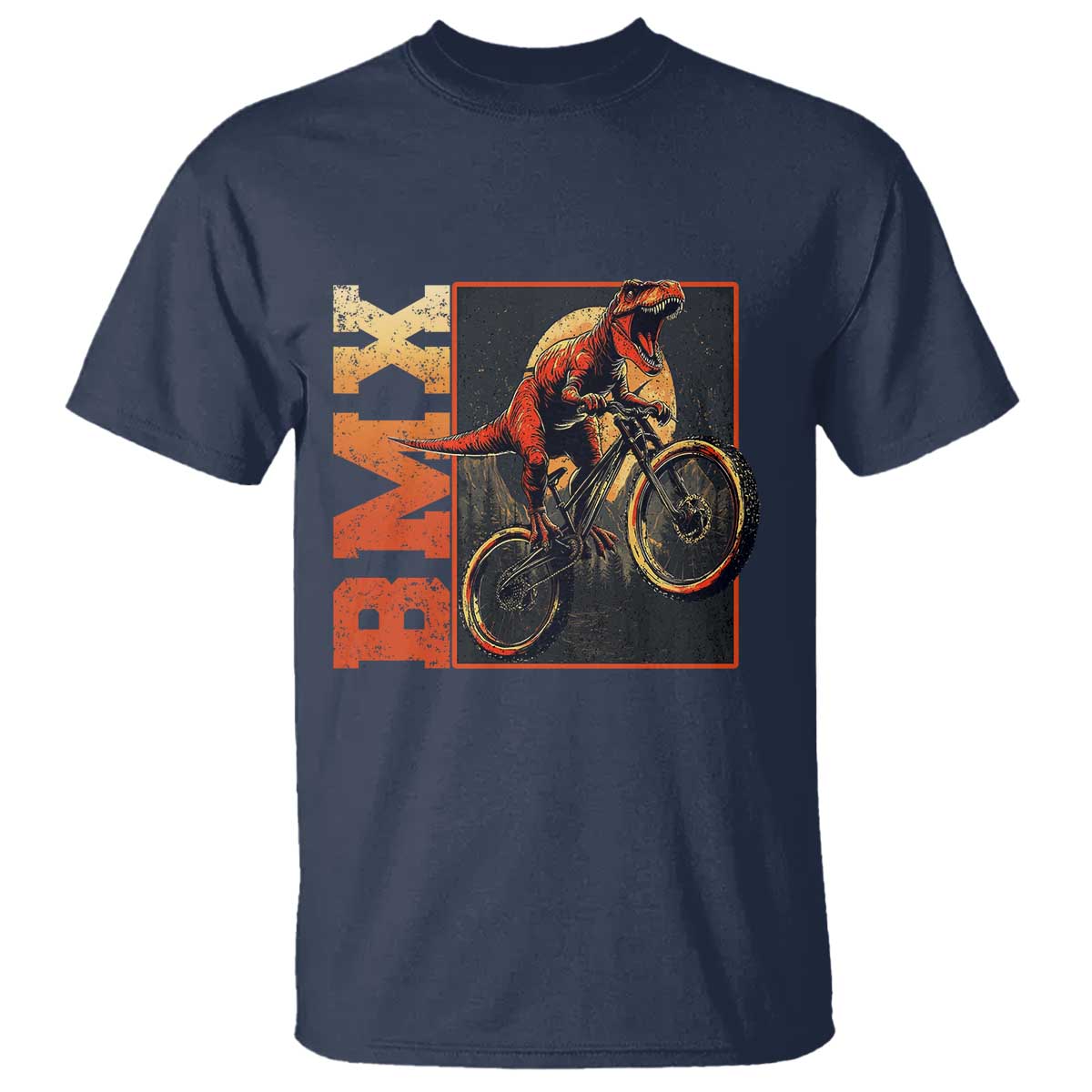 BMX Cyclist Bicycle T Shirt Funny Dinosaur Riding TS09 Navy Print Your Wear