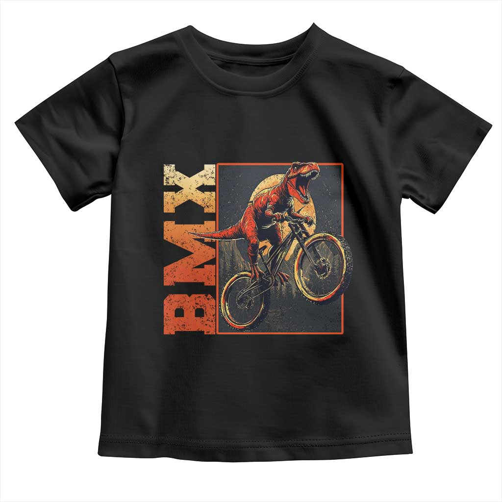 BMX Cyclist Bicycle Toddler T Shirt Funny Dinosaur Riding TS09 Black Print Your Wear