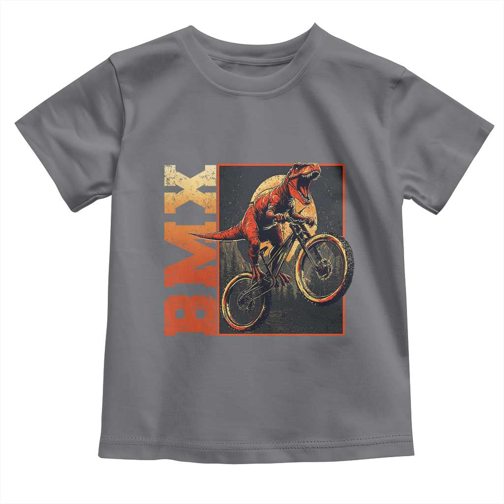 BMX Cyclist Bicycle Toddler T Shirt Funny Dinosaur Riding TS09 Charcoal Print Your Wear