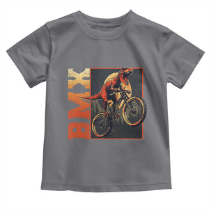 BMX Cyclist Bicycle Toddler T Shirt Funny Dinosaur Riding TS09 Charcoal Print Your Wear