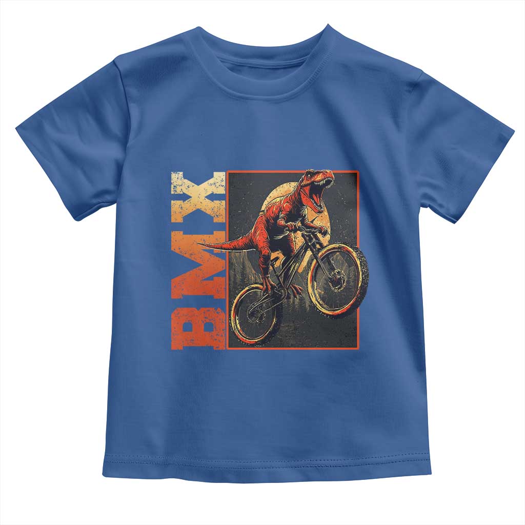 BMX Cyclist Bicycle Toddler T Shirt Funny Dinosaur Riding TS09 Royal Blue Print Your Wear