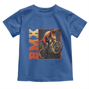 BMX Cyclist Bicycle Toddler T Shirt Funny Dinosaur Riding TS09 Royal Blue Print Your Wear