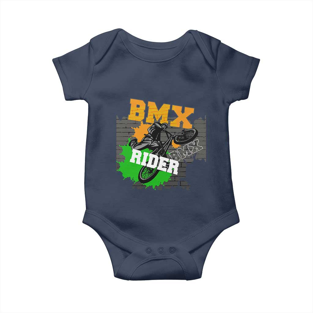 BMX Rider Cyclist Bicycle Baby Onesie TS09 Navy Print Your Wear