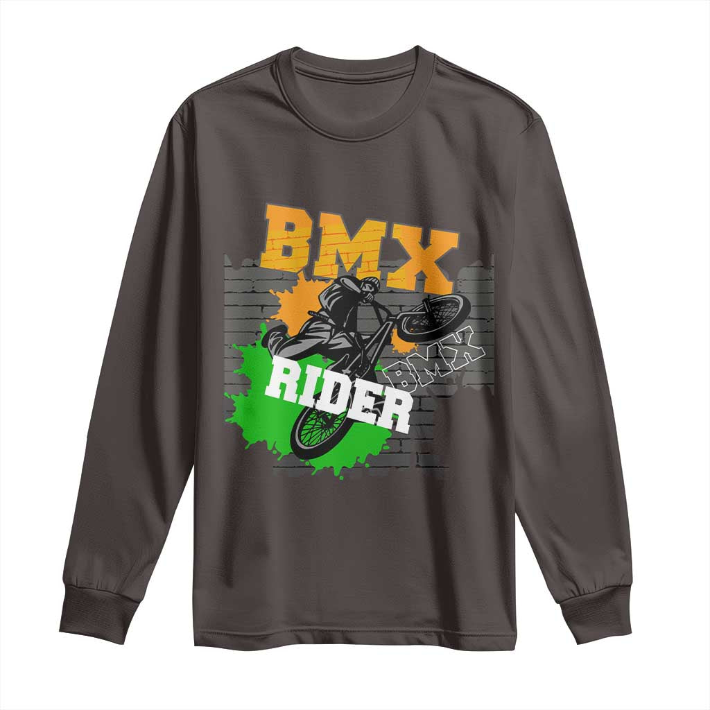 BMX Rider Cyclist Bicycle Long Sleeve Shirt TS09 Dark Chocolate Print Your Wear