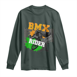 BMX Rider Cyclist Bicycle Long Sleeve Shirt TS09 Dark Forest Green Print Your Wear