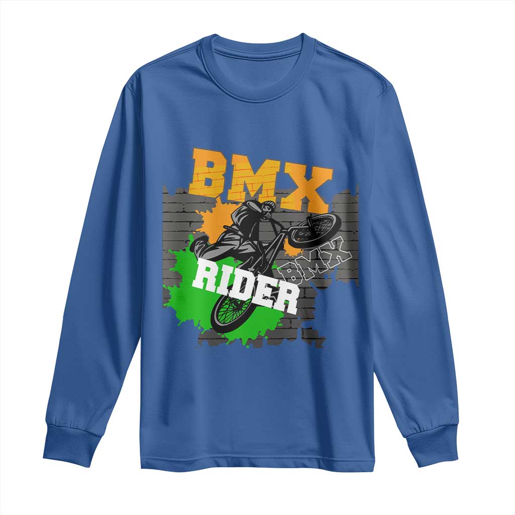BMX Rider Cyclist Bicycle Long Sleeve Shirt TS09 Royal Blue Print Your Wear
