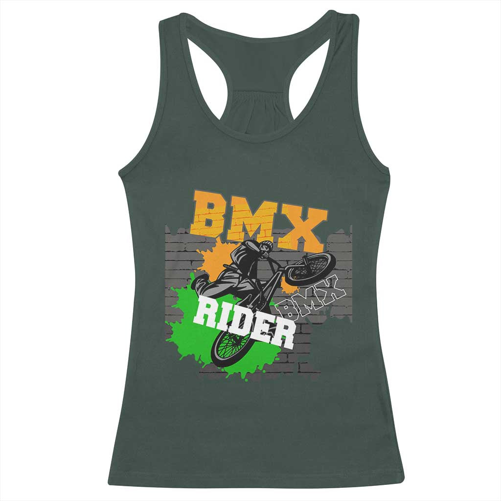 BMX Rider Cyclist Bicycle Racerback Tank Top TS09 Dark Forest Green Print Your Wear